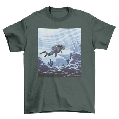 Diver underwater illustration t-shirt