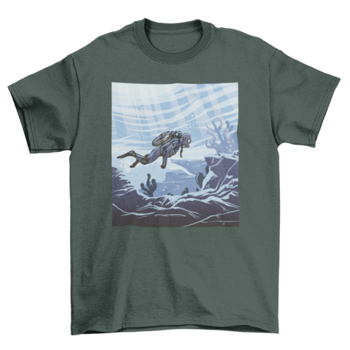 Diver underwater illustration t-shirt