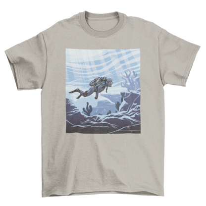 Diver underwater illustration t-shirt