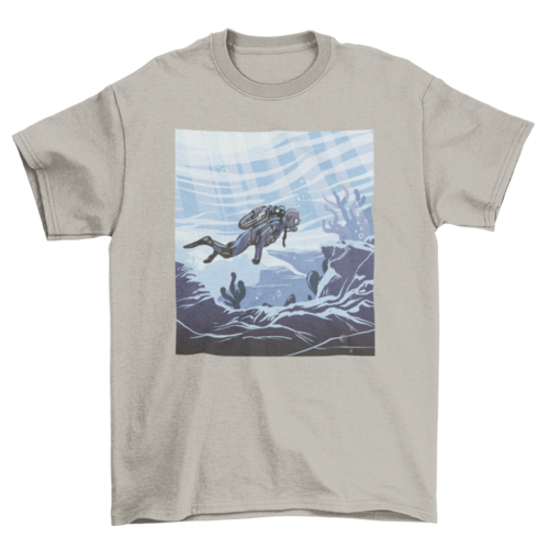 Diver underwater illustration t-shirt