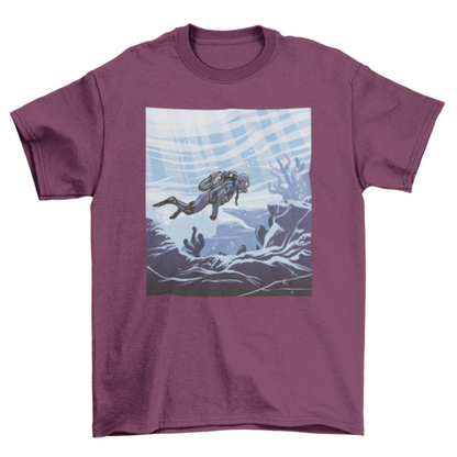 Diver underwater illustration t-shirt