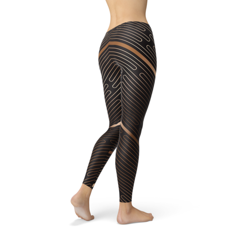 Striped Lines Sports Brown Leggings