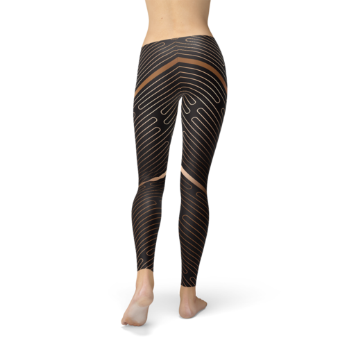 Striped Lines Sports Brown Leggings