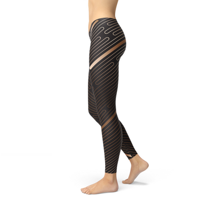 Striped Lines Sports Brown Leggings