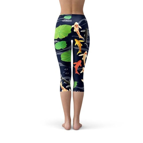 Koi Fish in Pond Capri Leggings